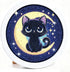Gemozaic Cat Diamond Art Kits for Kids with Round Frame, Black Cat