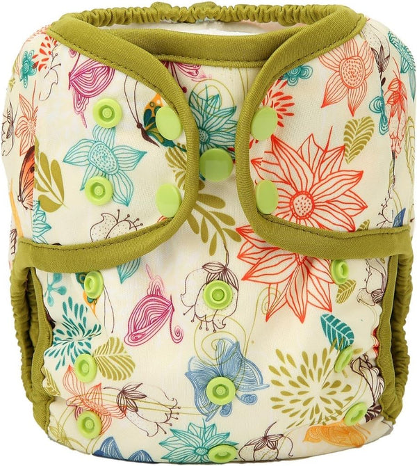 One Size Cloth Diaper Cover Snap with Double Gusset (Bloom)