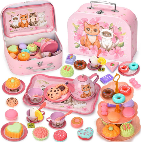 Lajeje Cat Tea Party Set for Toddlers & Little Girls Ages 3-6
