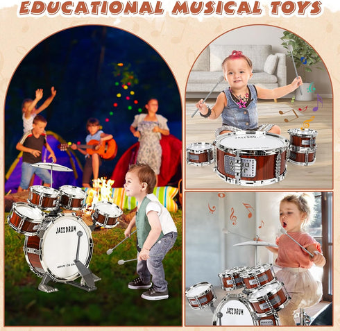Set 5 3 4 5 3-5 Toy Drum for Toddler Kids | Jazz Drum Kit with Drums Percussion Musical Instruments Toys for Year Old