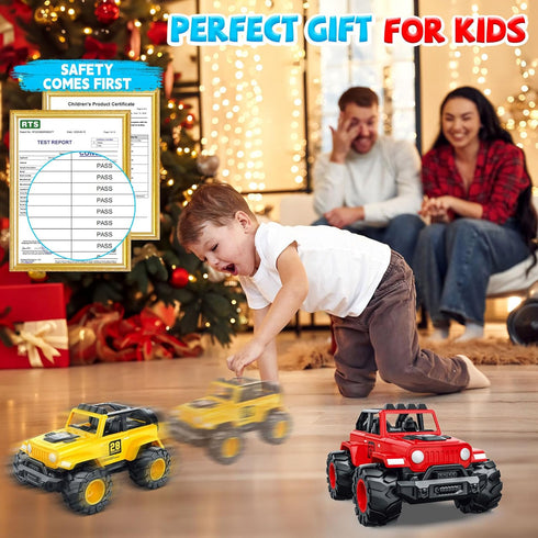 3-4, Set, 3 4 5 6 Toddler Boy Toys for Ages Friction Powered Truck Toys Vehicles Durable Push Cars for Indoor Outdoor