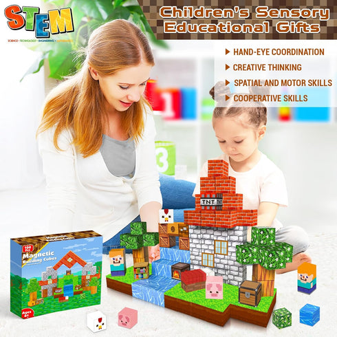 Goody King Magnetic Blocks, 100PCS Magnet Building Cube Game, STEM Montessori Stacking Toy for Boys & Girls