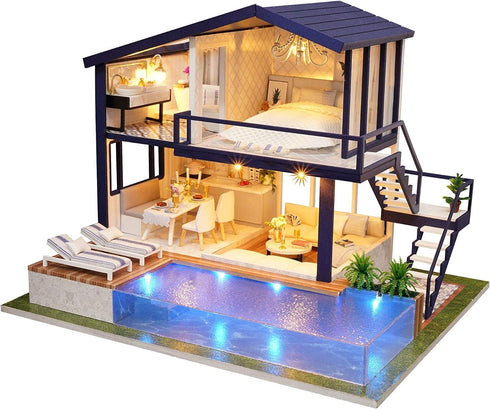 CUTEROOM Miniature House Kit, DIY Dollhouse Kit for Adults to Build, Mini