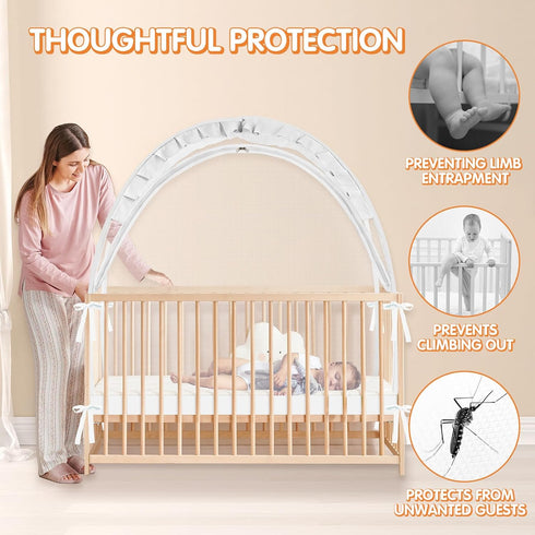 Zkaitoy Crib Tent to Keep Baby from Climbing Out - Crib Net to Keep Baby in - Pop Up Breathable Cribs Cover - Canopy
