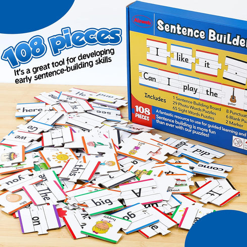 1st 2nd Aizweb Sentence Building Games,Sight Word Puzzles for Kids Kindergarten Grade Classroom Must Haves,Montessori