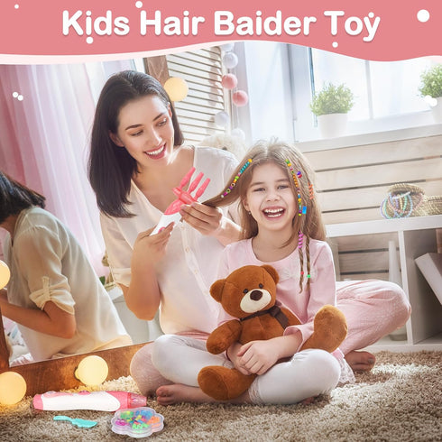 Set 3 4 5-12 kidzkube Hair Braiding Machine DIY Hair Salon Toys for Girls with Braider, Beads & Accessories, Kids Hair