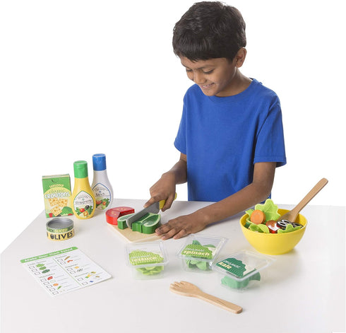 52-Piece Set 3+ Melissa & Doug Slice and Toss Salad Toy Food & Montessori-Inspired Play Kitchen Accessories, Preschool