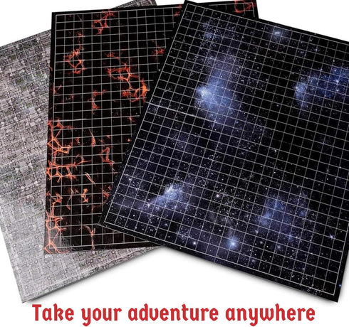 Hexers Role-playing Game Board Mat, Square Grid Terrains, 8 Different Terrains for Dungeons and Dragons RPG