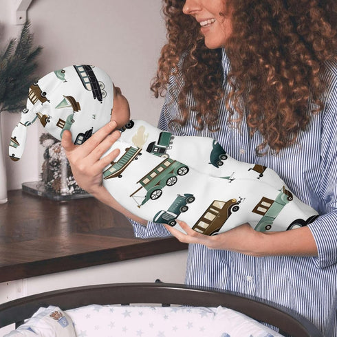 YallLocoMo Seamless Sets Custom Newborn Swaddle Blankets Hat Car Soft Baby Receiving Blanket Swaddle Sack for Baby