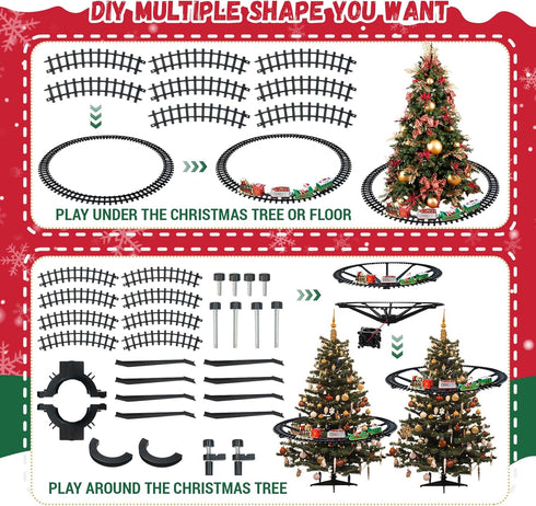 NEUBSAW Set 3 4 5 6 7 8+ Christmas Train - Hanging Train Toys Around Under The Christmas Tree w/Smoke, Whistle (Turn