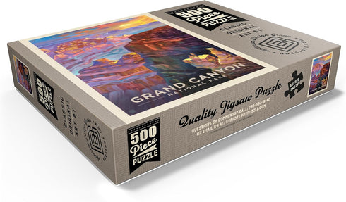MyPuzzle Grand Canyon National Park: Sunset, Vintage Poster - Premium 500 Piece Jigsaw Puzzle for Adults