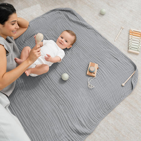 Comfy Cubs 3 Pack, 0-3 Easy Swaddle Blanket, Small for Months Infants and Muslin Baby Blanket Bundled