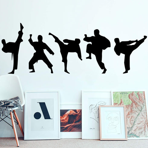 Amaonm Creative Vinyl Sport Taekwondo Wall Decor, Player Silhouette Decals, Removable DIY Stickers, 17"x51"