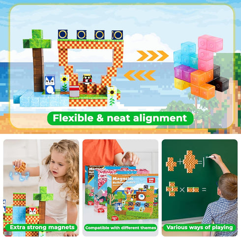 100PCS 3 4 5 6 7 8 9 10 ToyUnited Magnetic Blocks, Magnetic Building Blocks, STEM Building Game Montessori Sensory Toys