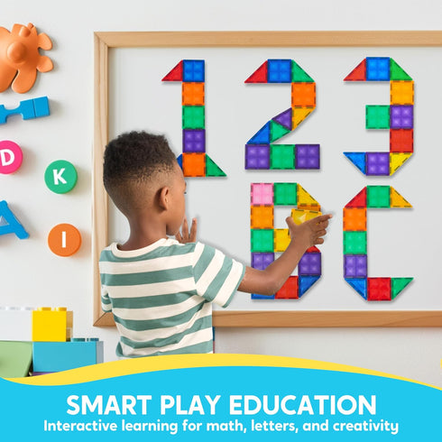 SYNCFUN Magnetic Tiles 110pcs, 3D Magnet Building Tiles with Vehicle, Construction Blocks Set for Kids, STEM