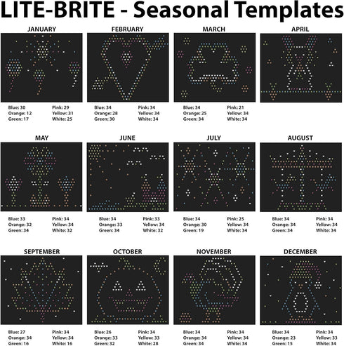 Lite Brite Ultimate Value Retro Toy, 12 Seasonal Templates, Light Up Creative Activity Toy for Ages 4+