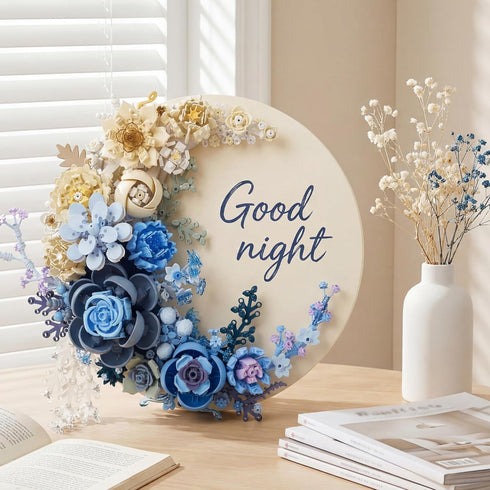 Set, Blue Moon Flower Building Botanical Collection Crescent-Shaped Artificial Flowers Building Blocks Kit Compatible