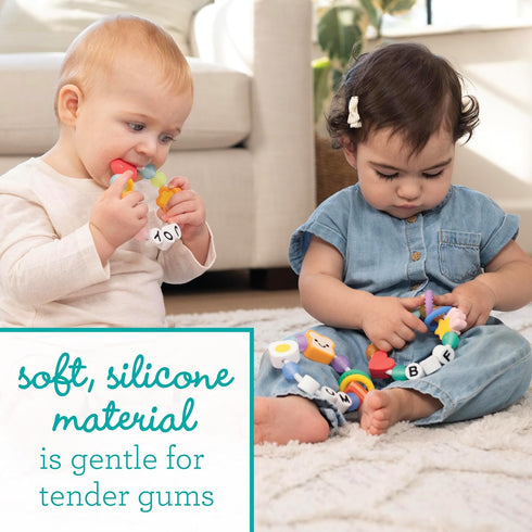 3-Pack Infantino Friendship Baby Teethers, Soft Silicone Teething Toys, Sensory Textures, Easy to Grip, BPA-Free
