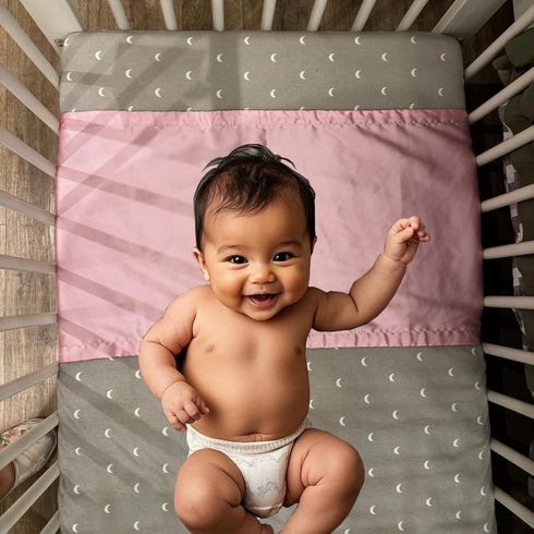 AKISS Reversible Satin Crib Sheet & Pillow Cover for Babies