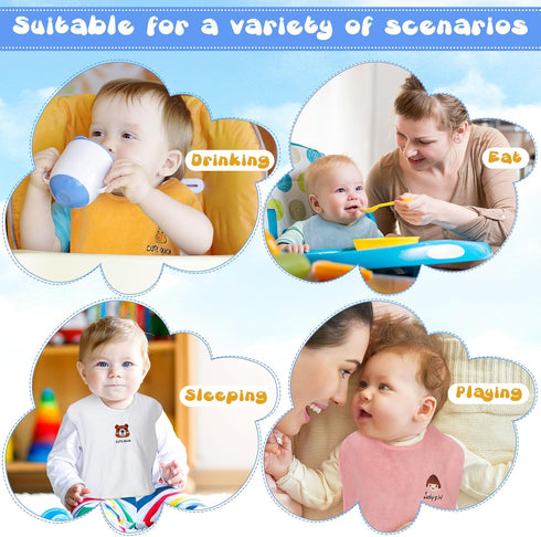 6 Pcs Baby Bibs with Snaps, 20 x 16 Inch Unisex Toddler Bibs for Feeding, Adjustable Soft Bib for Drooling