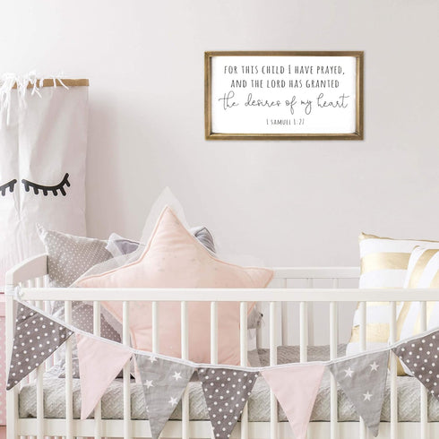 16x8.6 Inches VILIGHT Wood Nursery Wall Decor for Girl and Boy - New Mom Gifts Framed Rustic Signs for Kids - For This