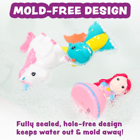 6 Pack Tub Works Fantasy Watertight Bath Toys, | Sealed, No Hole Bath Toys Design Keeps Moisture Out | Soft, Squeezable