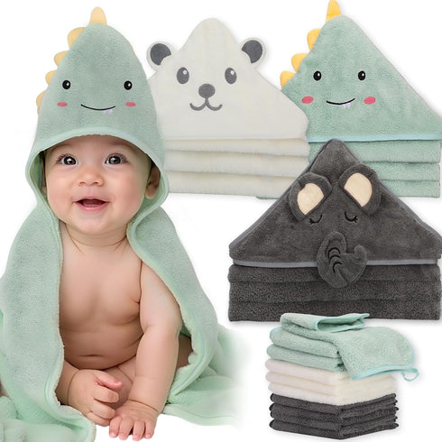 Saranna Baby Hooded Towels for Newborn 13pcs, Soft Baby Bath Towels and