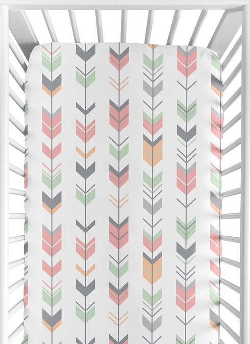 Sweet Jojo Designs Woodland Arrow Girl Baby Fitted Crib Sheet for Infant