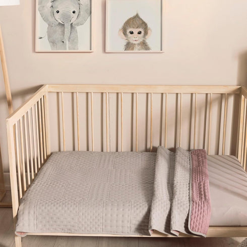 Generic DualScape Grey-Pink Patch Premium Baby Crib Comforter