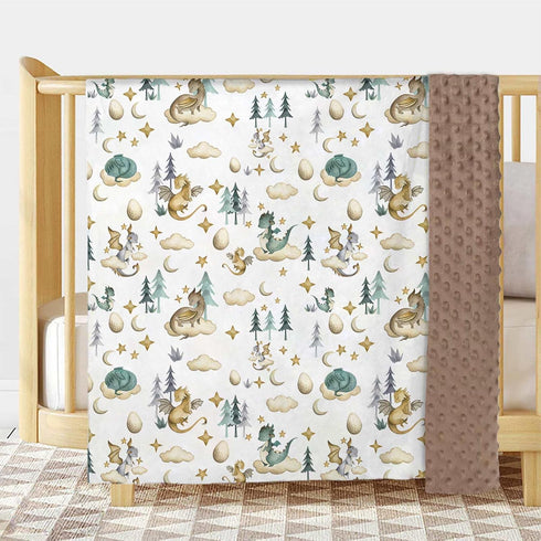 Buerhanerry 30"x40" Dragon Baby Blankets, Dragon Fairy Tale Themed Toddler Soft Minky Blanket with Double Layer Dotted