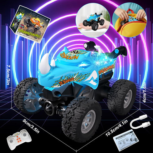1:64 2.4GHz 4-7, 360 6-8 Gohero Monster Trucks Toys, Mini Remote Control Car for Boys Spin & Walk Upright Little Blue