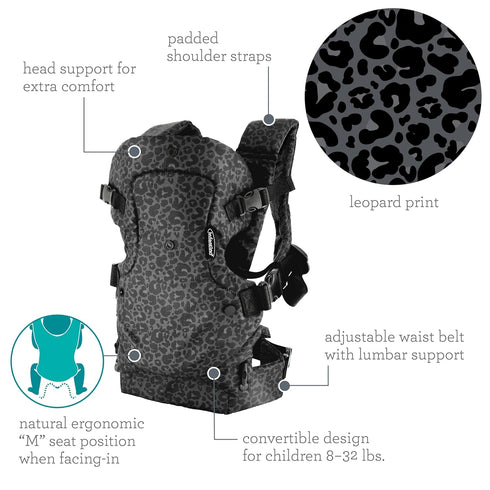 4-in-1 Infantino Flip Convertible Baby Carrier, Adjustable, Ergonomic Hands Free Babywearing, Registry Essential