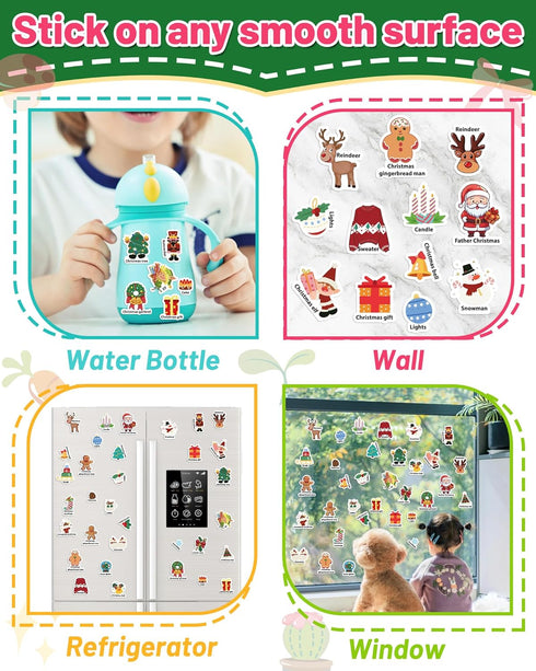 Oomloid Christmas Sticker Books for Kids, Christmas Gifts Reusable Sticker Books Stocking Stuffers for Toddlers, Travel