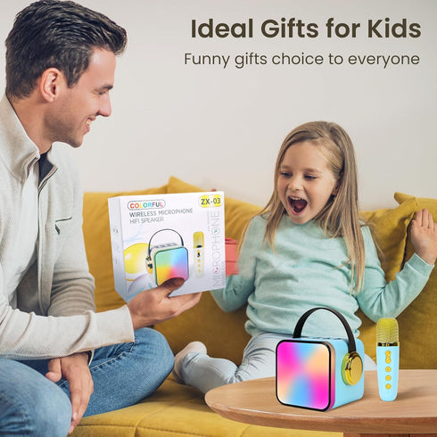 Mini Karaoke Machine for Kids, Portable Bluetooth Karaoke Speaker with 2 Wireless Microphones, Ideal for Parties