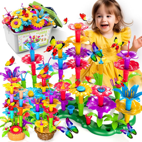 102Pcs Flower Garden Building Toys for Girls Age 3-7, Upgrade DIY Stacking Toys, STEM Educational Toddler Toys