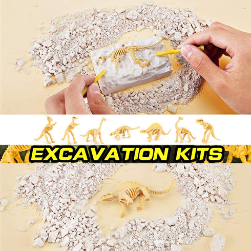 12 Pack: 3D Sets, Dinosaur Excavation Kits for Kids, Dino Dig Kits, Dig a Dinosaur Fossil and Figure Bulk Science