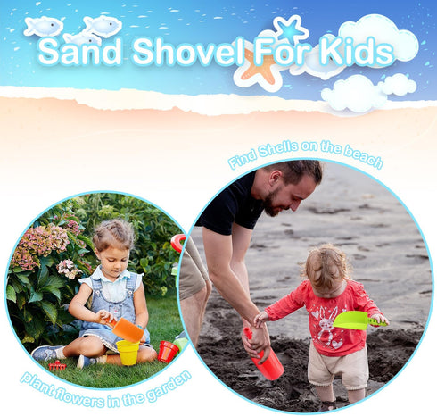 Heavy Duty Plastic Beach Shovel Toys for Kids, 4 Pack Outdoor Digging Sandbox Toys Sets for Toddlers