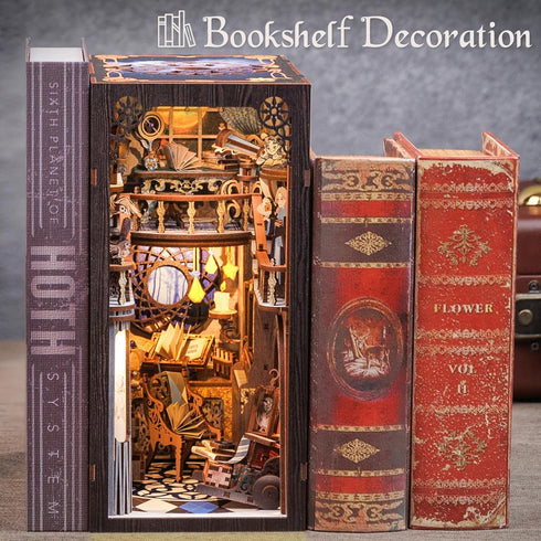 CUTEBEE Book Nook Kit - DIY Miniature House Kit for Adults and Teens, Dollhouse Booknook Tiny House Model Build