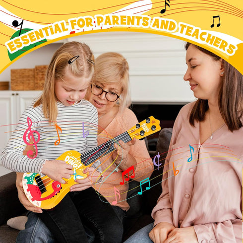 KFPPLXQ 17 Inch 4 Mini Guitar Kid Guitars Toddler Guitar Ukulele Strings Guitar for Kids Party Favor Kids Musical
