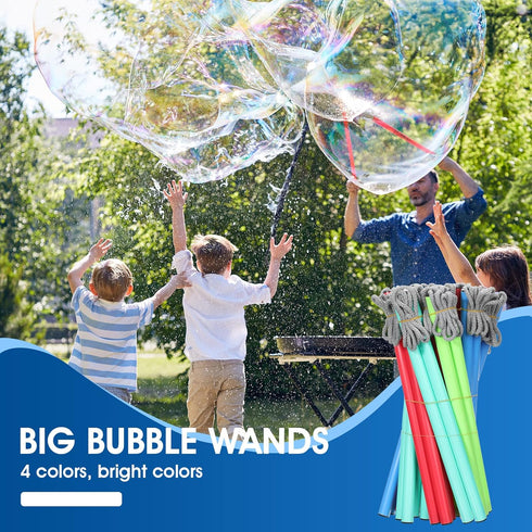 Meooeck Giant Bubble Wands - 16 Pcs Big Bubble Maker for Outdoor Bubble Toys, Birthday Party Favors for Adults Boys