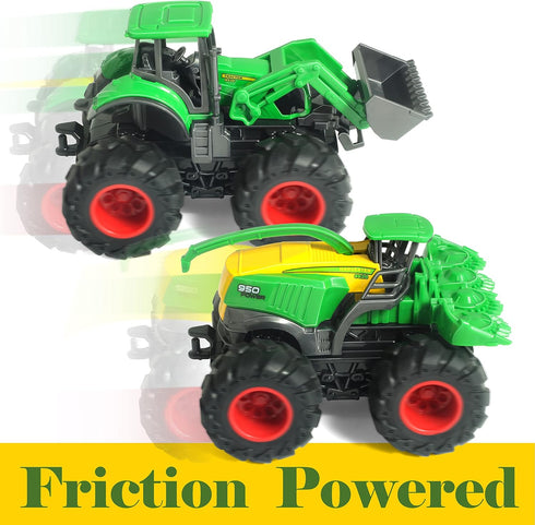 Set, 3-5, Die-cast Metal Toy Tractors with Trailer, Movable Parts & Realistic Details Rolling Monster Trucks Realistic