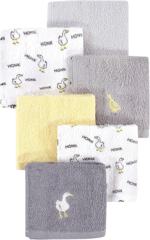 Luvable Friends Unisex Baby Super Soft Cotton Washcloths, Goose, One Size