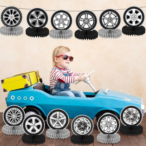 12 Pcs Race Car Centerpieces for Tables, Hot Wheel Decorations for Car Themed Birthday Party Decor