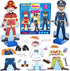 Atoylink Wooden Magnetic Dress Up Dolls Pretend Play Set, 40+ Pcs Occupations Community Helpers for Toddlers