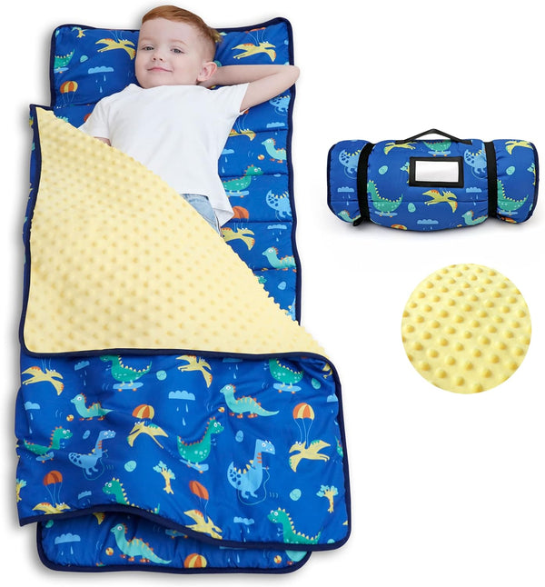 ACRABROS Toddler Nap Mat with Pillow and Blanket, Extra Large Dinosaur Napping Mats for Kids Daycare & Travel