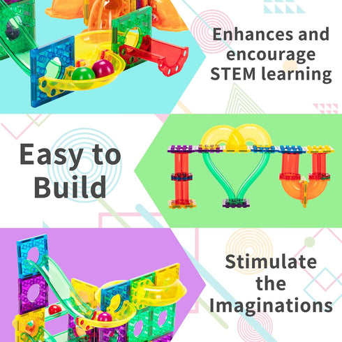 Everplay 60 Piece Marble Run Magnetic Building Toys - STEM Learning Educational Toy Playset for Toddlers Age 3+