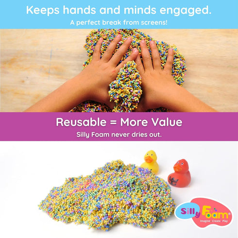 2-Pack 6 3+) Silly Foam, Creative Modeling Foam Beads, of Primary Colors, Easy Clean Up, Perfect for Preschool