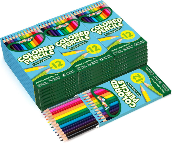 YEGEER Colored Pencils Bulk, 12 Assorted Colors, Pre-sharpened Coloring Pencils Set for Adult,