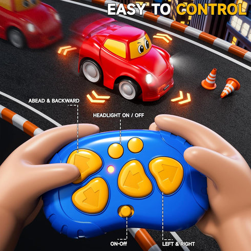 2 2-4 2-Pack 2.4 3 4 5+ Remote Control Car Year Old, Toddler RC Cars Ages Boy, GHz Truck and Race Car with Sound