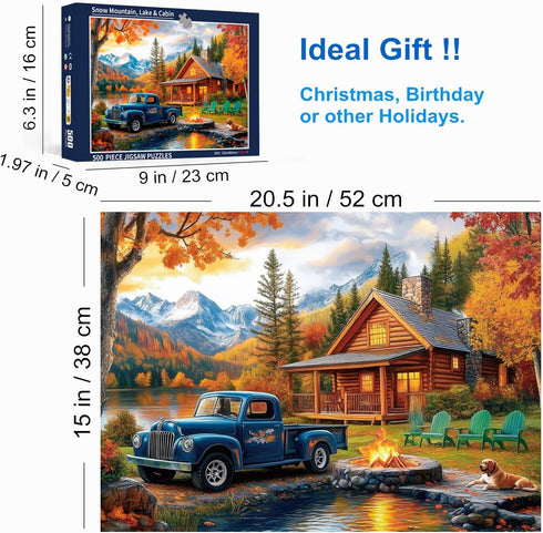 Anguis 500 20.5 15 Inch 500 500 Piece Puzzles for Adults Blue Pickup & Cottage x Piece Jigsaw Puzzles for Adults